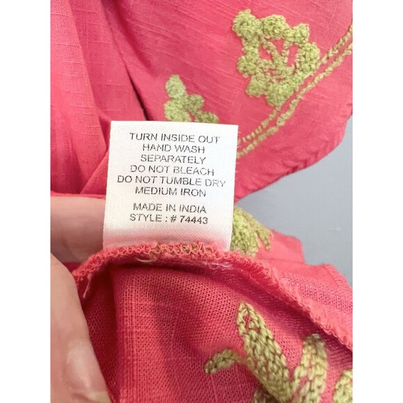 UNCLE FRANK Pink Coral Embroidered Crewel Flowers Boxy Pockets Dress Small $199 - Picture 6 of 10